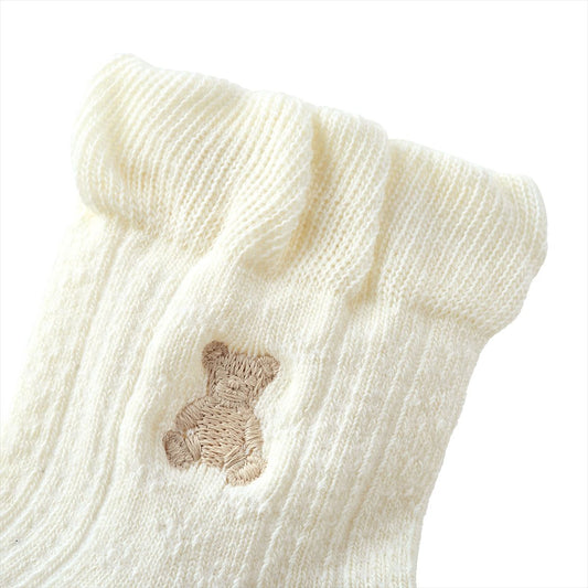 Teddy Bear Emblem Short Crew Socks