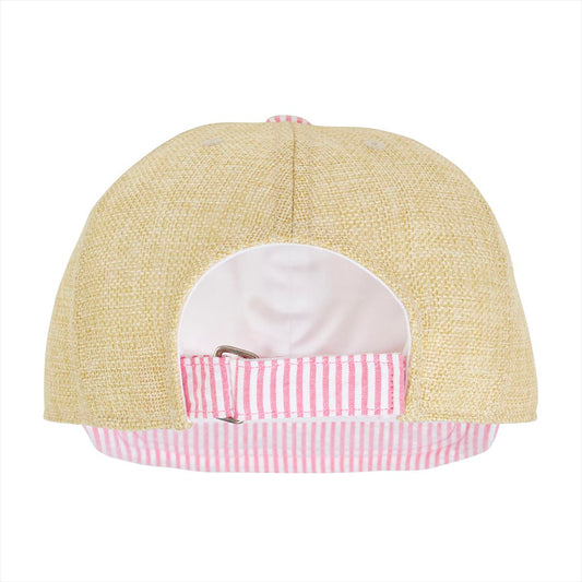 Candy Striped Faux Straw Cap (UV Protection)