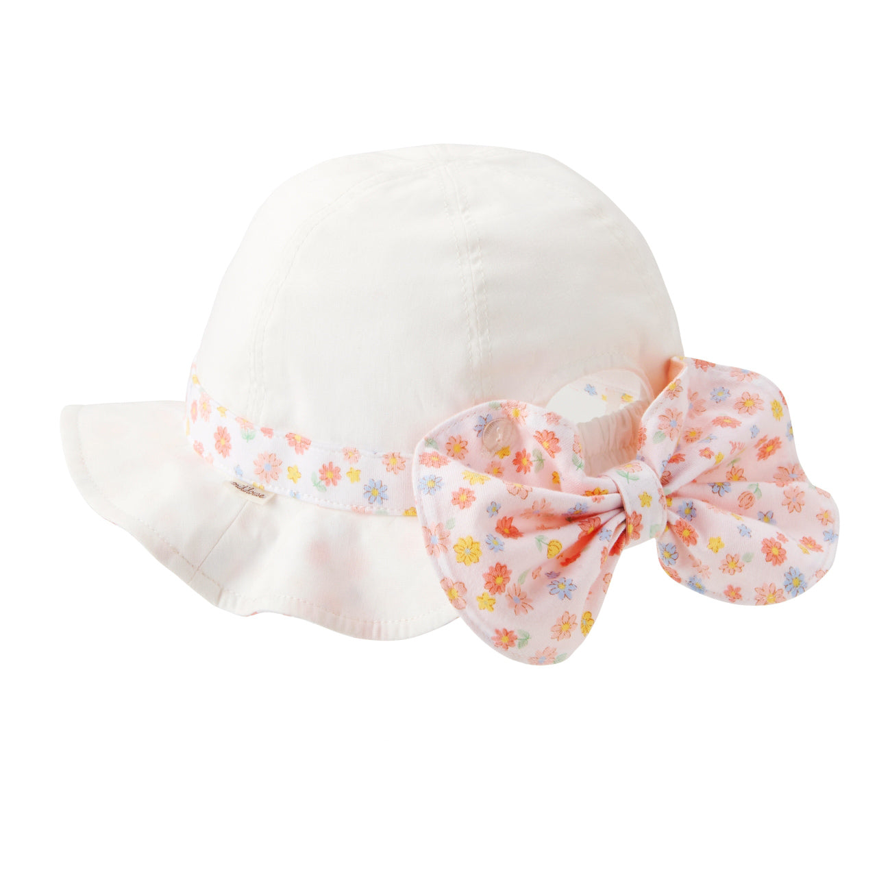 Miki House Floral Bow Sun Hat (UV Protection) White / S (12MO-2T)