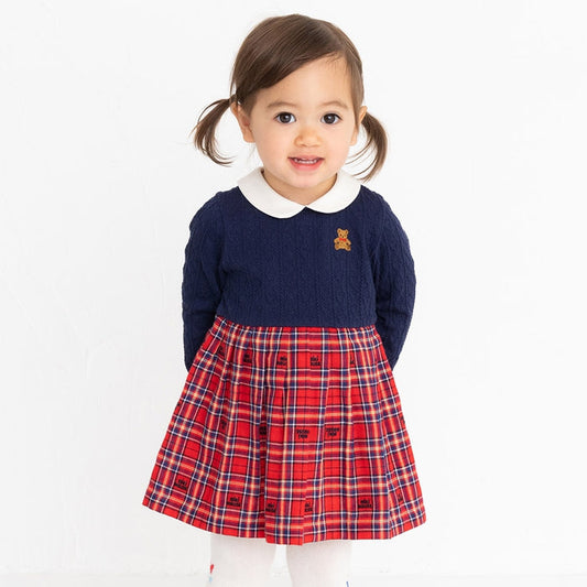 MIKI HOUSE Bear Cable Knit Dress