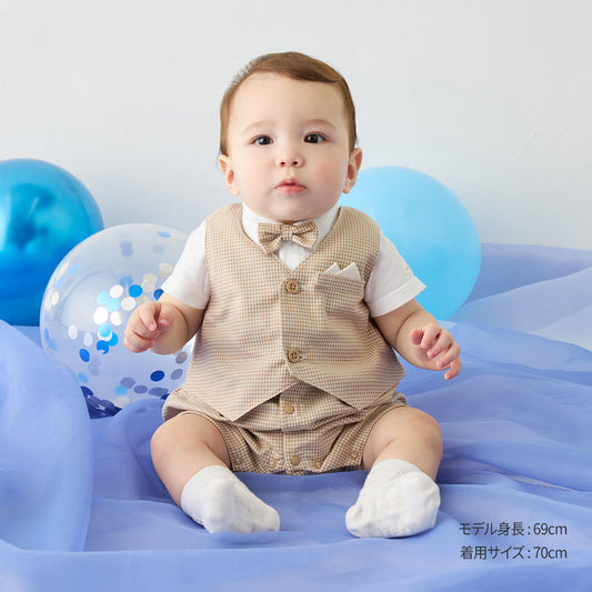 Short Tuxedo Bow Tie Rompers