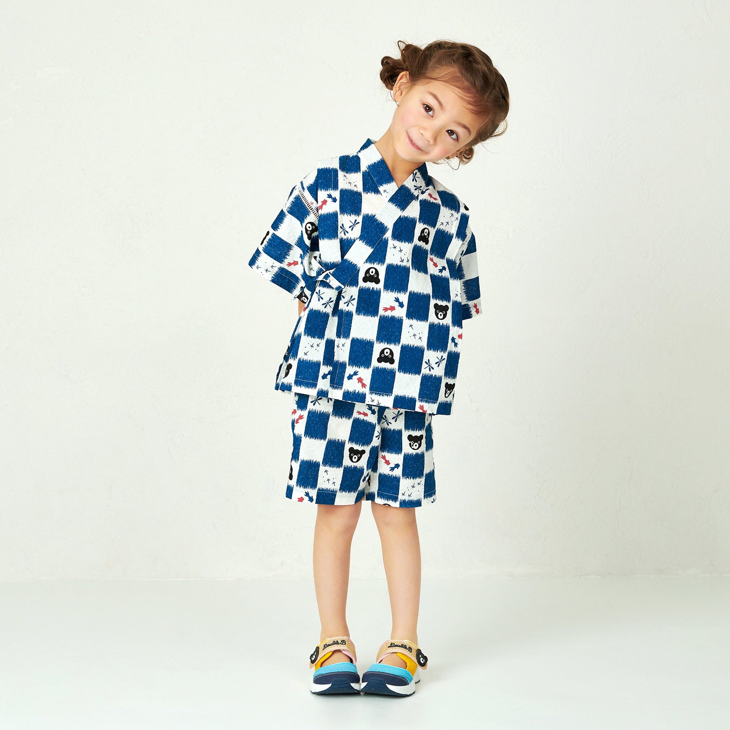 Two-Piece Checkered Kimono Jinbei