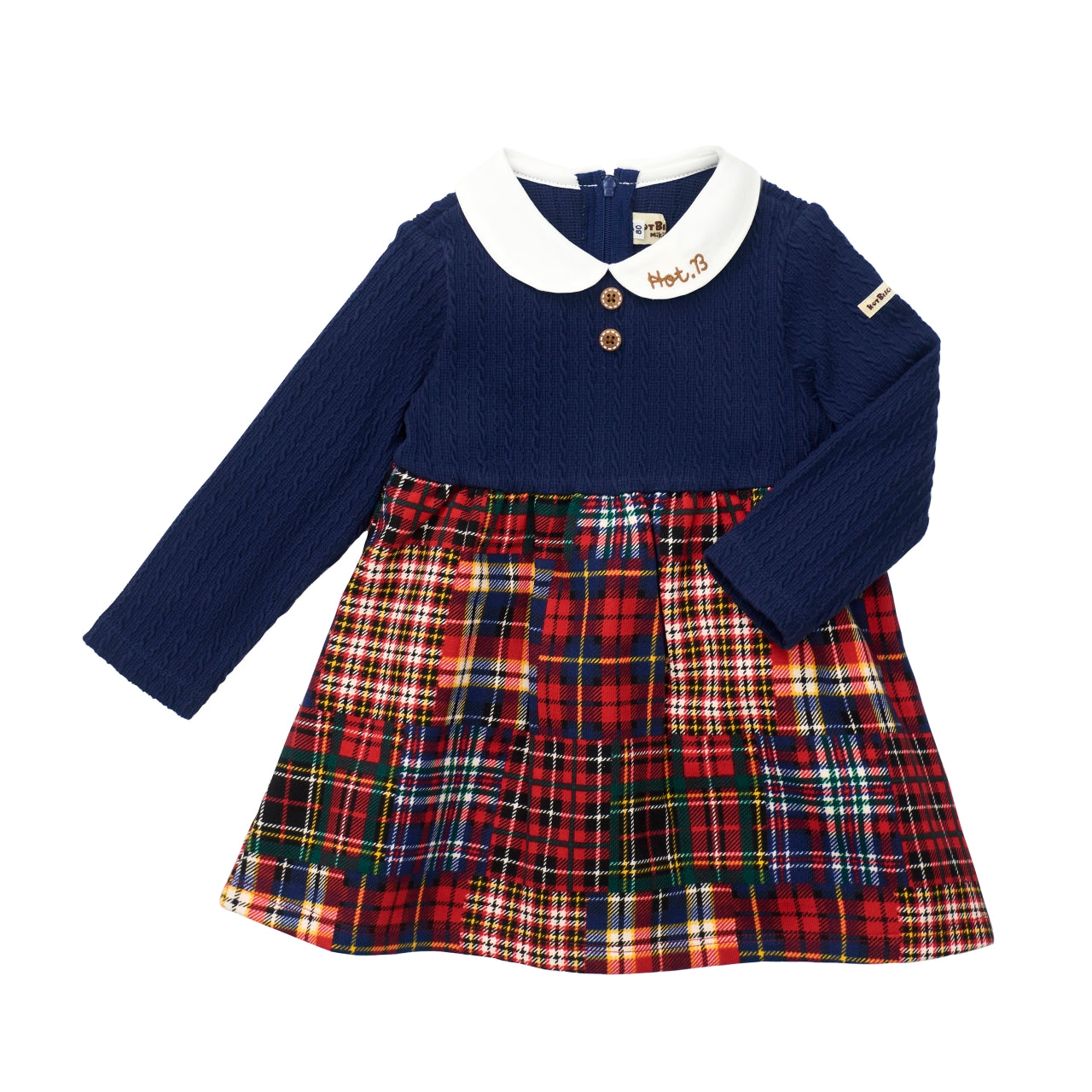 Patchwork Plaid Dress Navy / 12mo Patchwork Plaid Dress Navy / 12mo