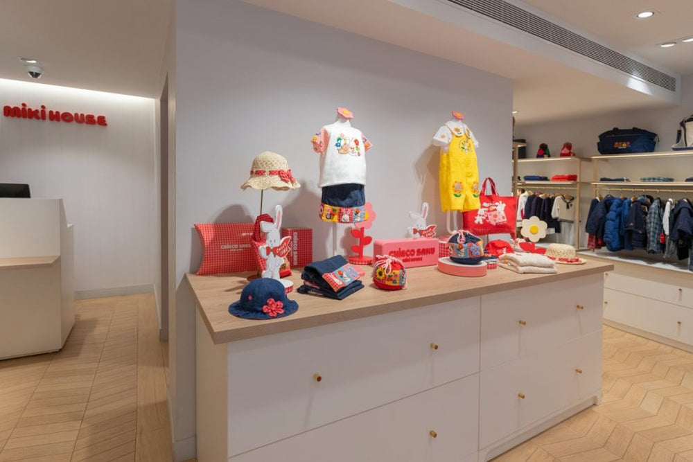 CHIECO SAKU displayed at the MIKI HOUSE Saint-Honoré boutique in Paris