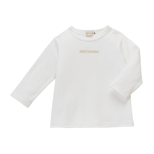 Sea Island Cotton Logo Long-Sleeve Tee - WHITE