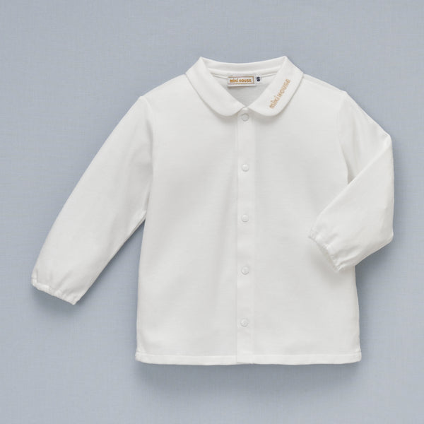 Sea Island Cotton Long-Sleeve Blouse - WHITE