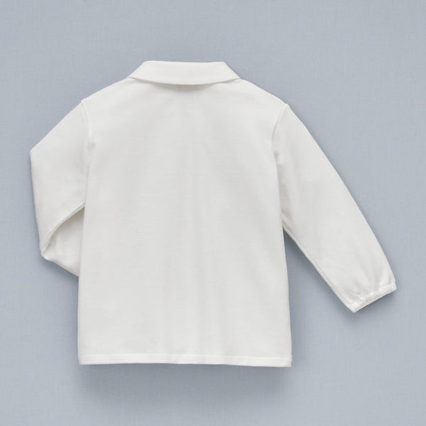 Sea Island Cotton Long-Sleeve Blouse - WHITE