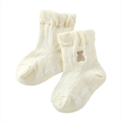 Teddy Bear Emblem Short Crew Socks