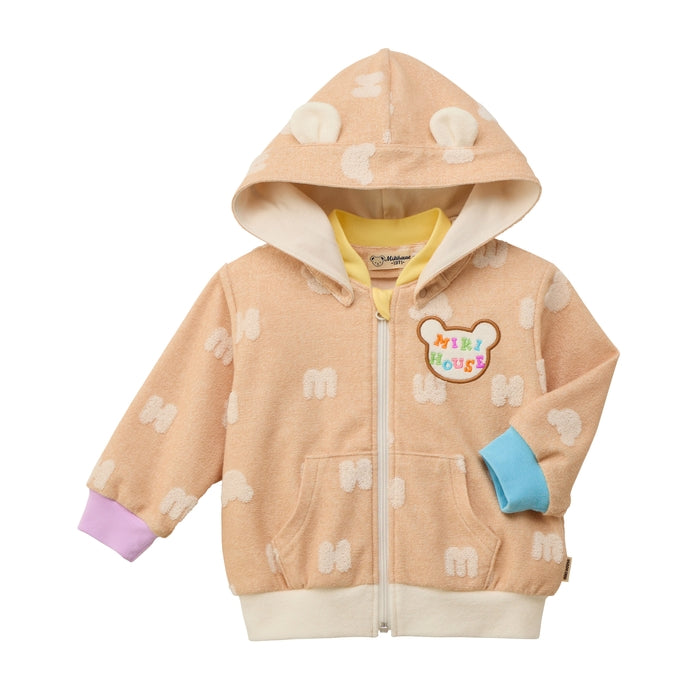 Terry Cloth Jacquard Logo Zip-Up Hoodie