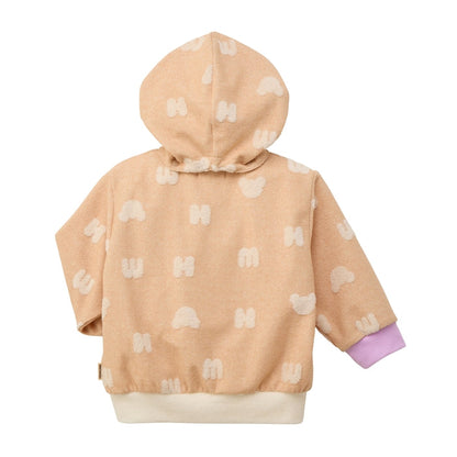 Terry Cloth Jacquard Logo Zip-Up Hoodie