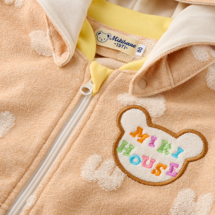 Terry Cloth Jacquard Logo Zip-Up Hoodie