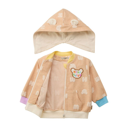 Terry Cloth Jacquard Logo Zip-Up Hoodie