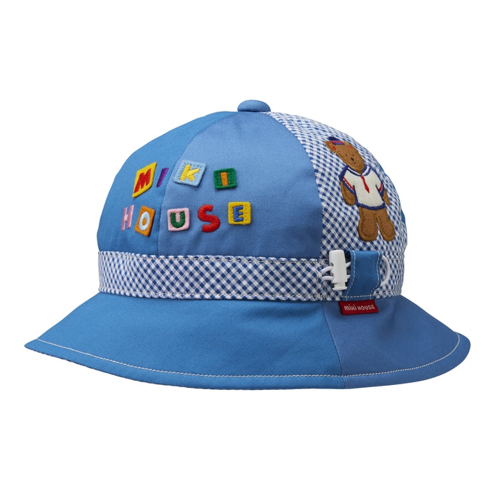Classic MIKI HOUSE Bear Gingham Patchwork Hat (UV Protection)