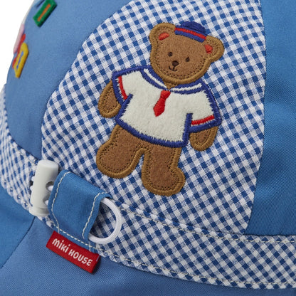 Classic MIKI HOUSE Bear Gingham Patchwork Hat (UV Protection)