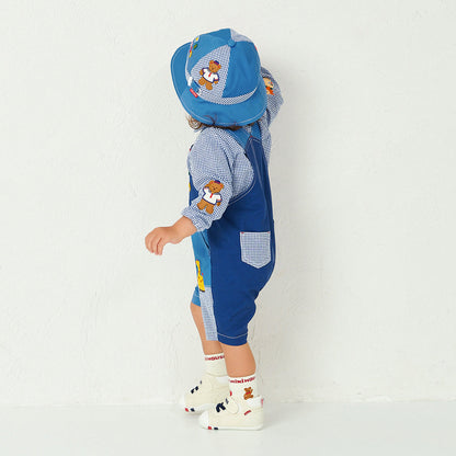 Classic MIKI HOUSE Bear Gingham Patchwork Hat (UV Protection)