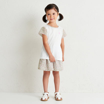 Teddy Bear Emblem Ribbon Culotte Skirt