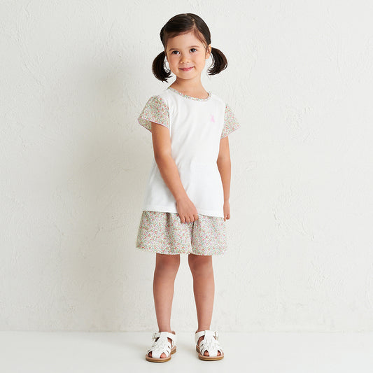 Teddy Bear Emblem Ribbon Culotte Skirt