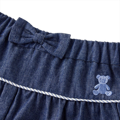 Teddy Bear Emblem Ribbon Culotte Skirt