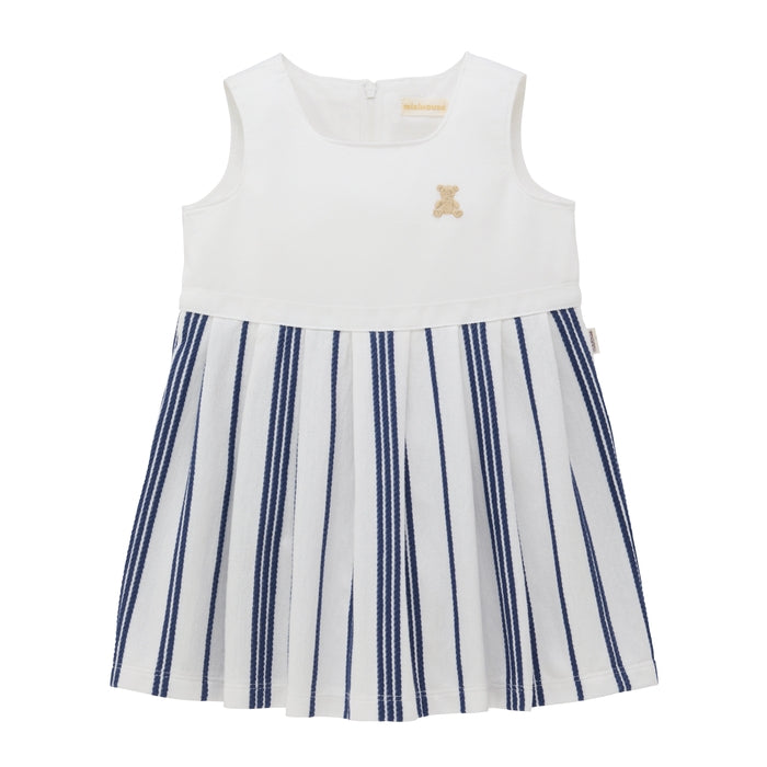 Teddy Bear Emblem Coastal Stripe Dress