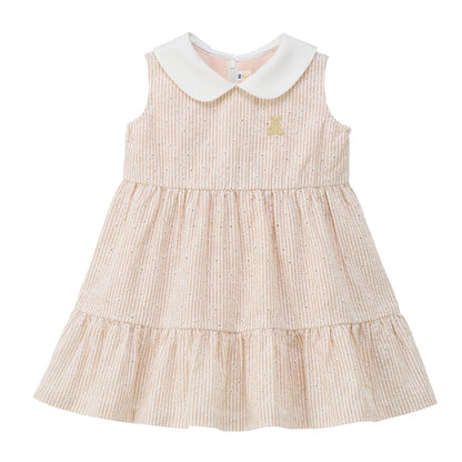 Teddy Bear Emblem Seersucker Lace Dress