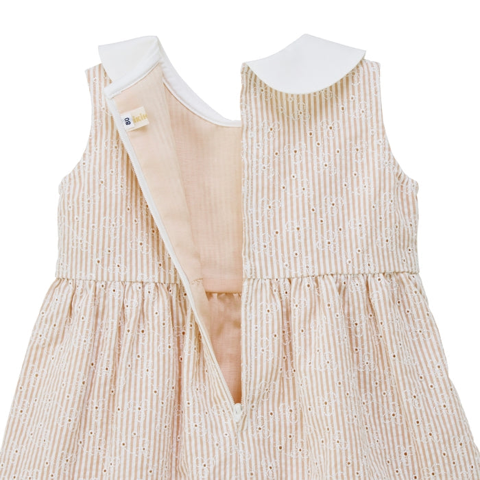 Teddy Bear Emblem Seersucker Lace Dress