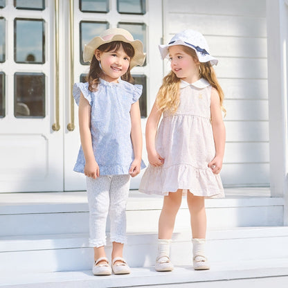 Teddy Bear Emblem Seersucker Lace Dress