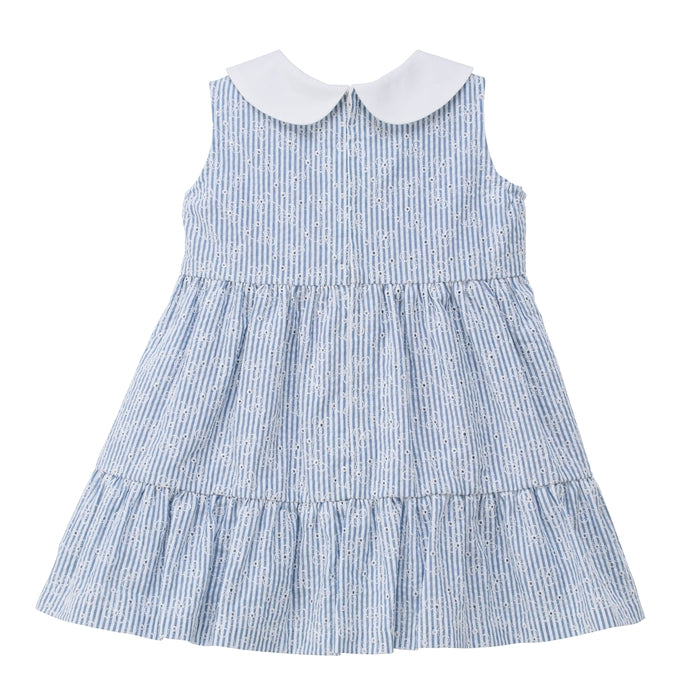 Teddy Bear Emblem Seersucker Lace Dress