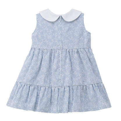 Teddy Bear Emblem Seersucker Lace Dress