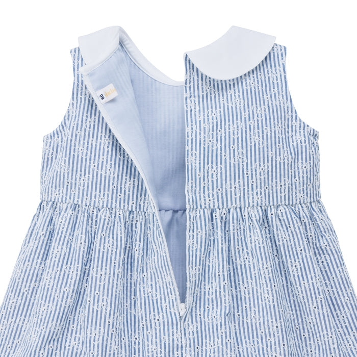 Teddy Bear Emblem Seersucker Lace Dress