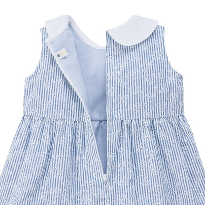 Teddy Bear Emblem Seersucker Lace Dress