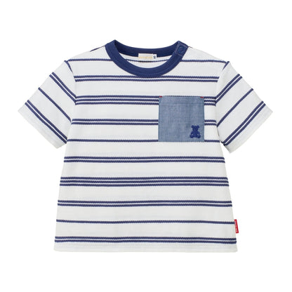 Teddy Bear Emblem Coastal Stripe Tee