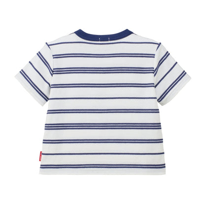 Teddy Bear Emblem Coastal Stripe Tee