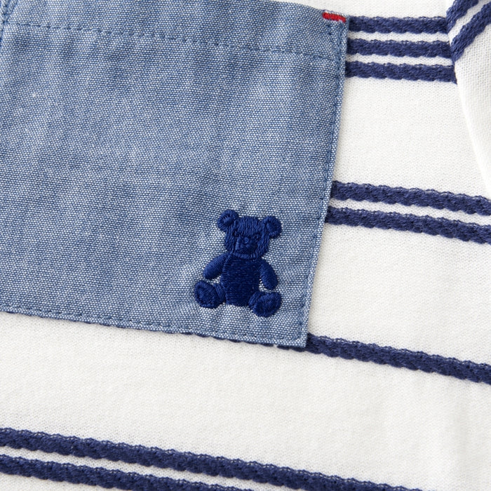 Teddy Bear Emblem Coastal Stripe Tee