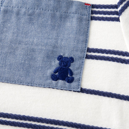 Teddy Bear Emblem Coastal Stripe Tee