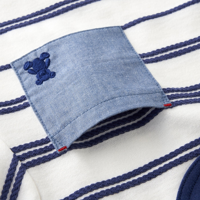 Teddy Bear Emblem Coastal Stripe Tee