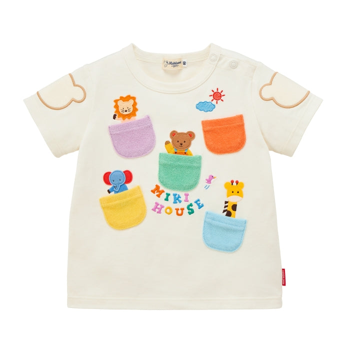 Classic MIKI HOUSE Bear Peekaboo Pocket Tee