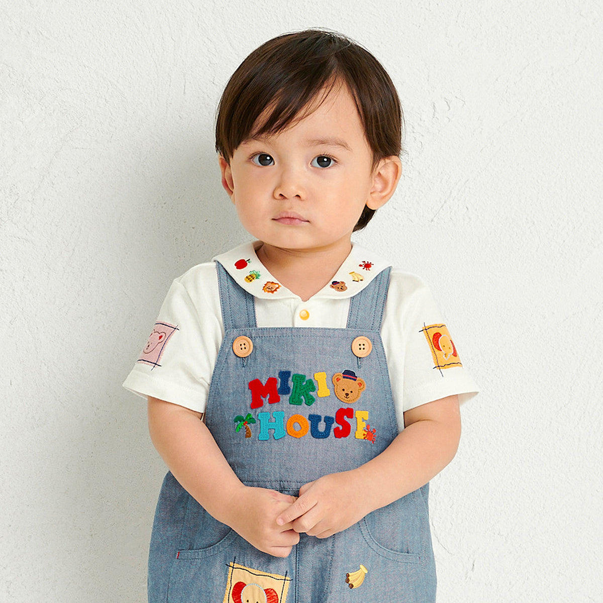 Classic MIKI HOUSE Bear Logo Sailor Collar Blouse