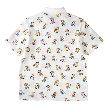MIKI HOUSE Golf Bear All-Over Polo Shirt for Adults