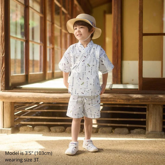 Two-piece Kimono Jinbei - Playing at the Waterside