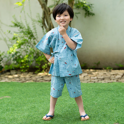 Two-piece Kimono Jinbei - Playing at the Waterside