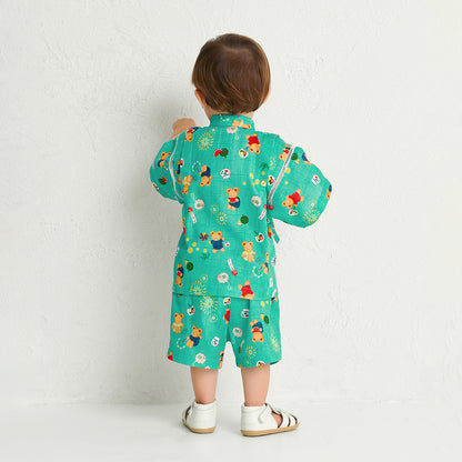 MIKI HOUSE Bear Two-Piece Kimono Jinbei