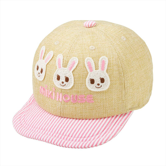Pink Candy Striped Faux Straw Cap