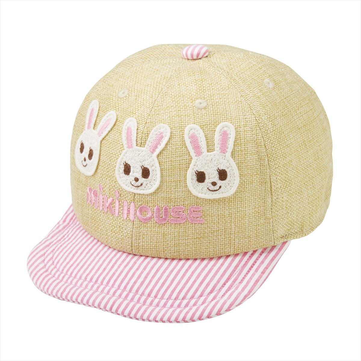 Candy Striped Faux Straw Cap (UV Protection)