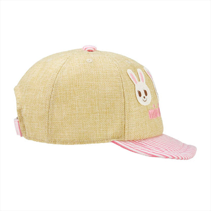 Candy Striped Faux Straw Cap (UV Protection)