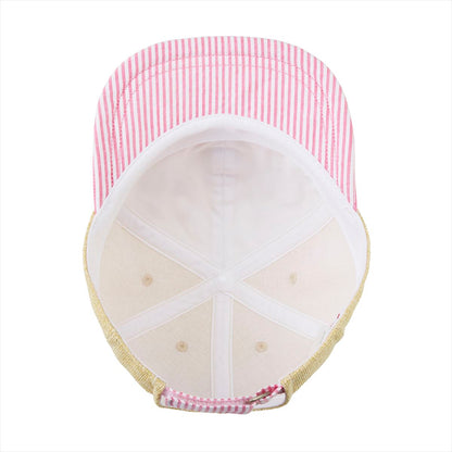 Candy Striped Faux Straw Cap (UV Protection)
