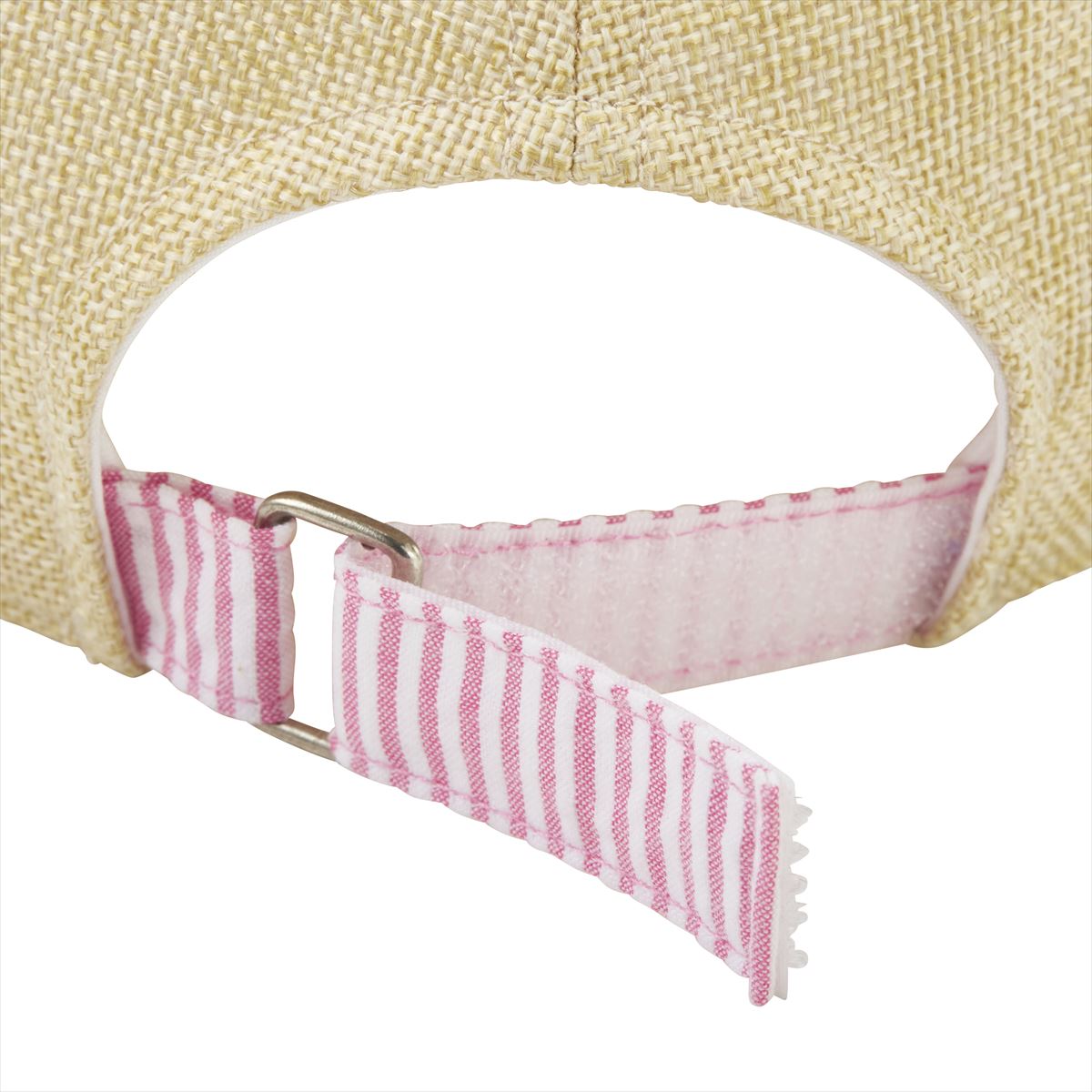 Pink Candy Striped Faux Straw Cap (UV Protection)