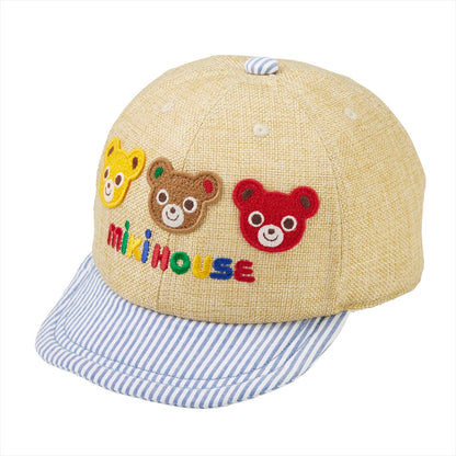 Candy Striped Faux Straw Cap (UV Protection)