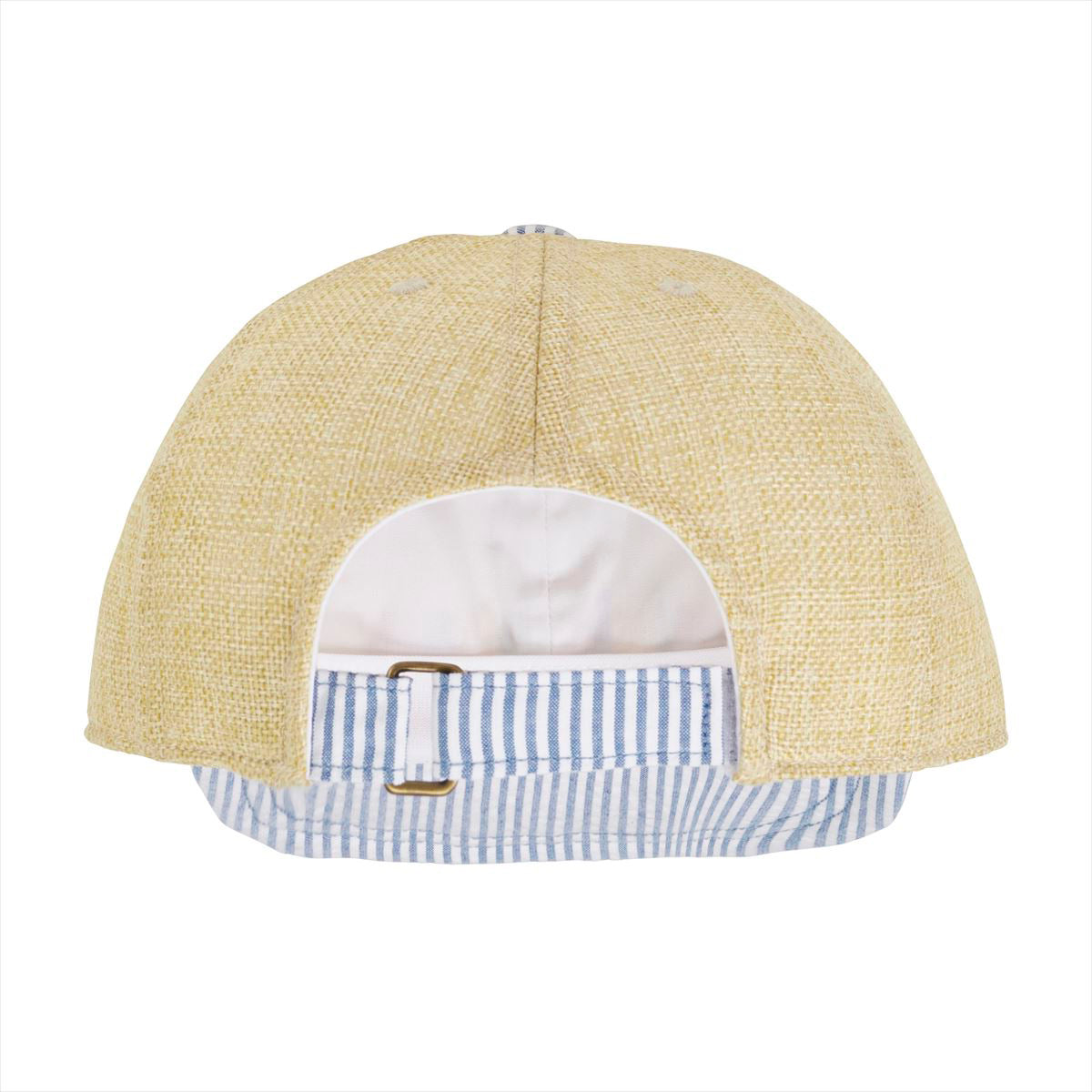 Blue Candy Striped Faux Straw Cap (UV Protection)