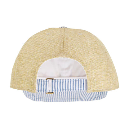 Candy Striped Faux Straw Cap (UV Protection)