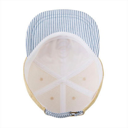Candy Striped Faux Straw Cap (UV Protection)